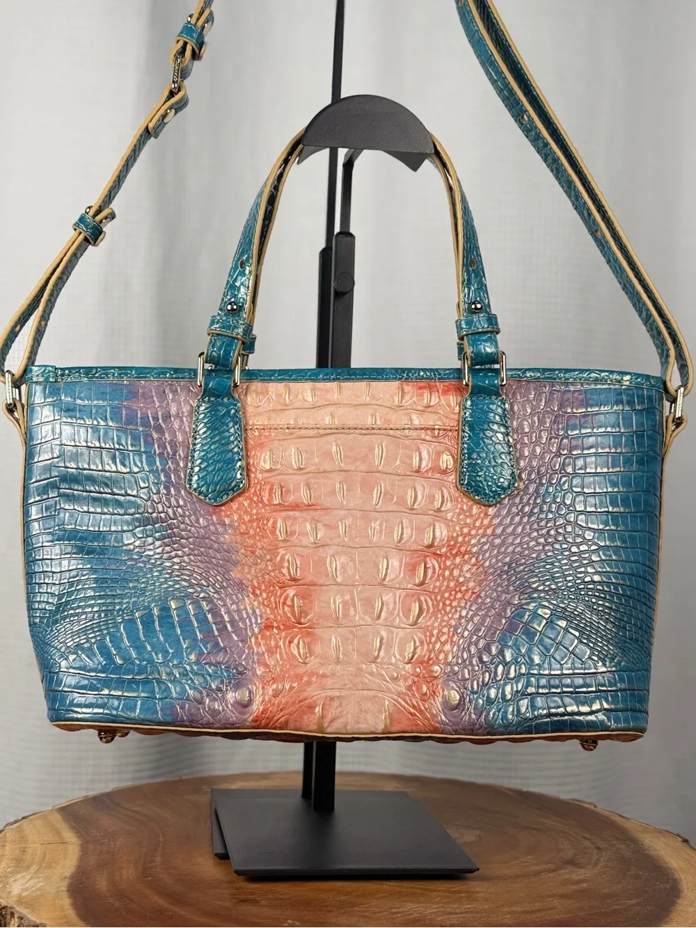 Brahmin Sundew Ombre Asher Leather Satchel Tote Shoulder Bag EUC